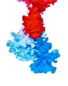 red white & blue paint in whater